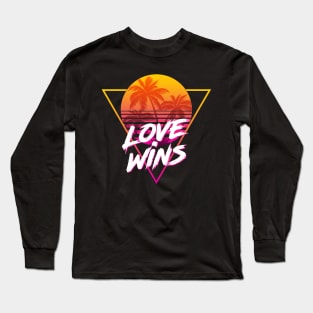 Love Wins - Proud Name Retro 80s Sunset Aesthetic Design Long Sleeve T-Shirt